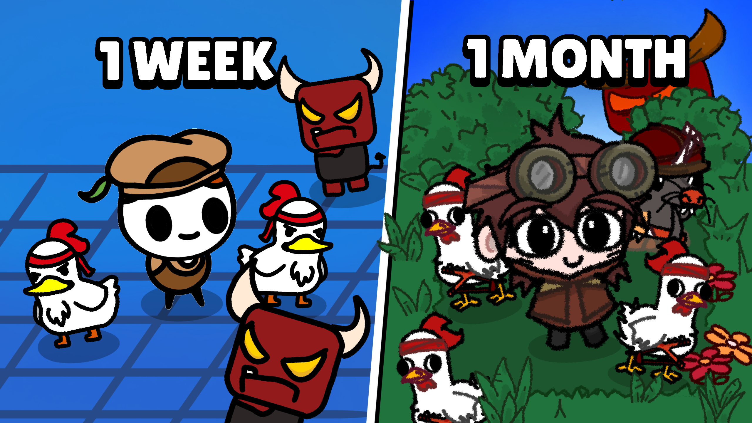 Chaotic tower defense gameplay with animals defending against demons